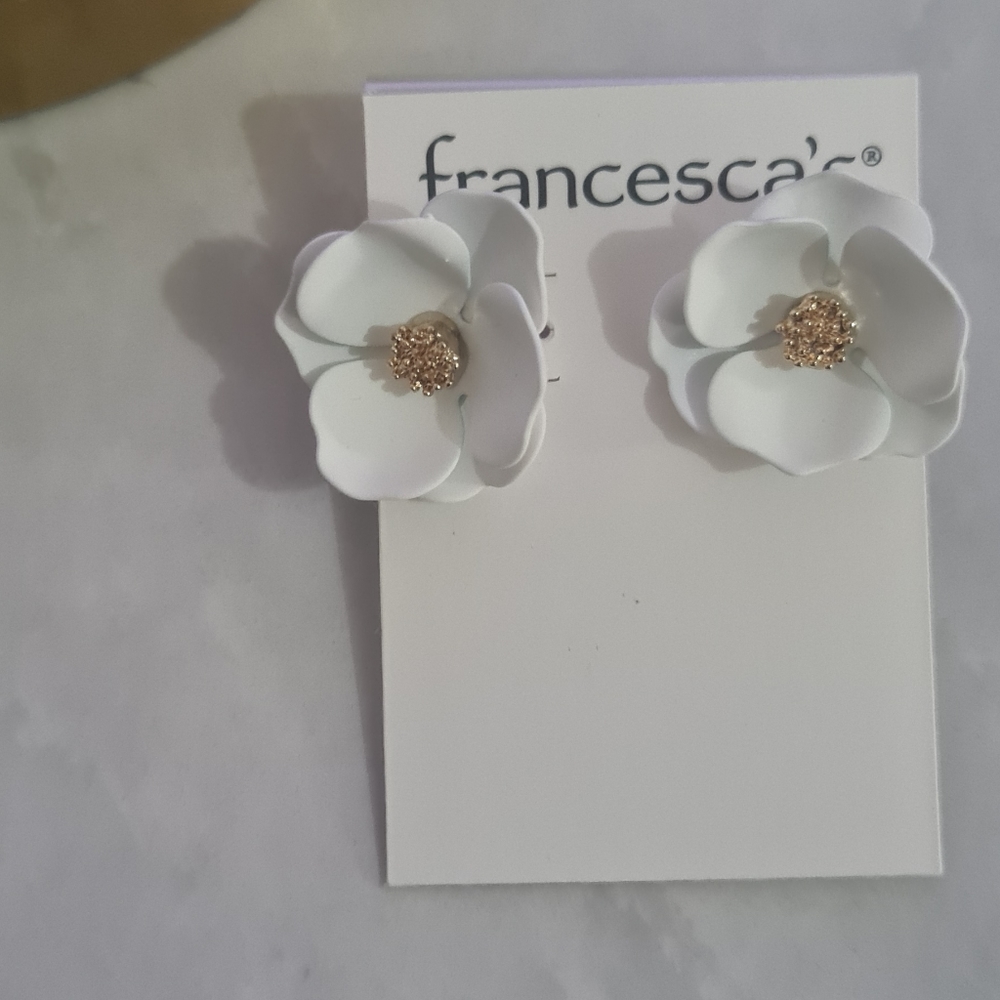 Francesca's White Floral Stud Earrings